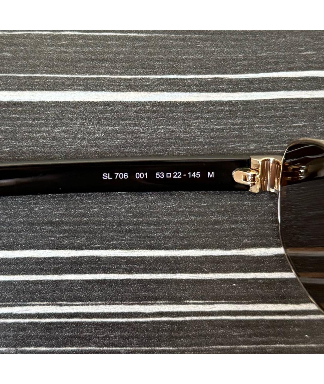 SAINT LAURENT Черные металлические солнцезащитные очки, фото 3