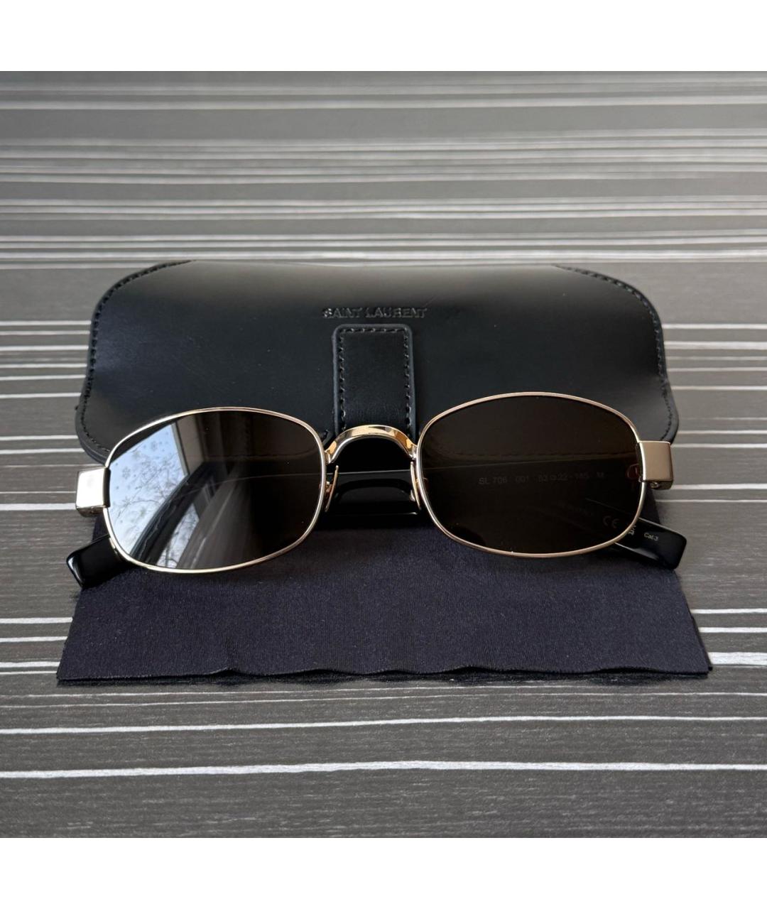SAINT LAURENT Черные металлические солнцезащитные очки, фото 4