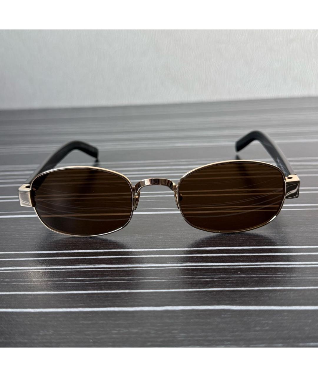 SAINT LAURENT Черные металлические солнцезащитные очки, фото 5