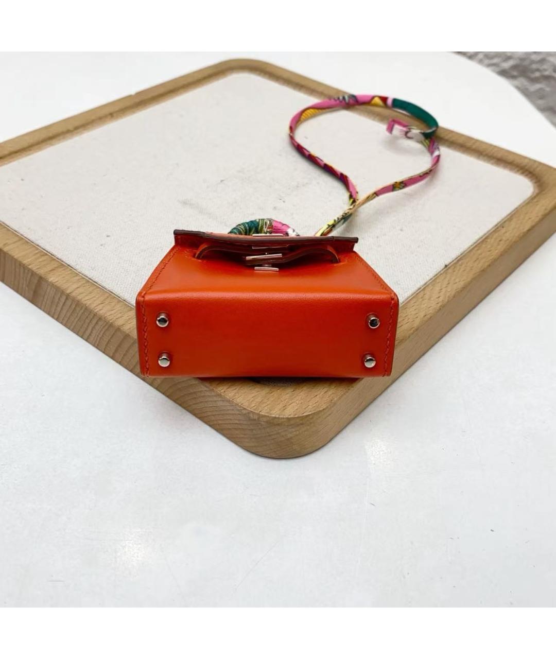HERMES Оранжевая кожаная сумка через плечо, фото 3