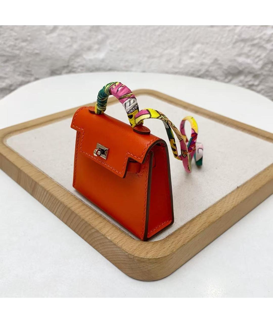 HERMES Оранжевая кожаная сумка через плечо, фото 4