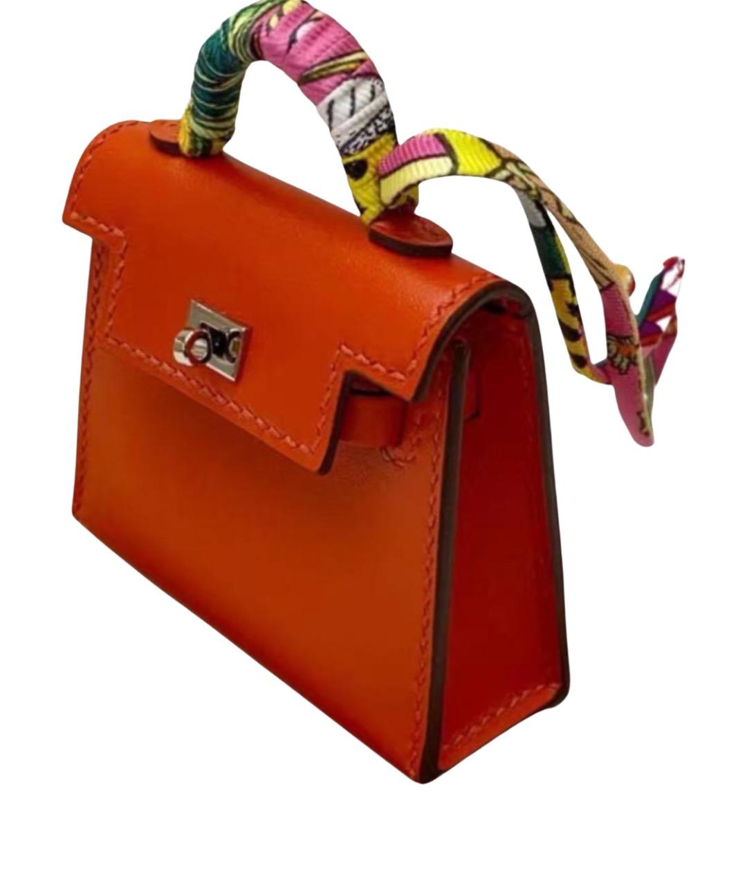 HERMES Оранжевая кожаная сумка через плечо, фото 1