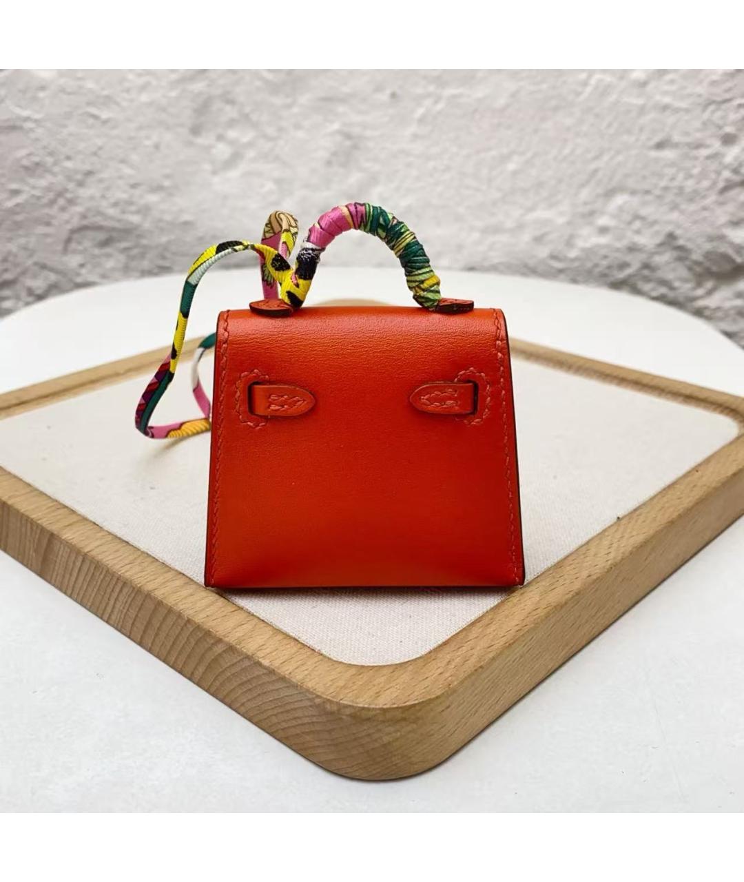 HERMES Оранжевая кожаная сумка через плечо, фото 5