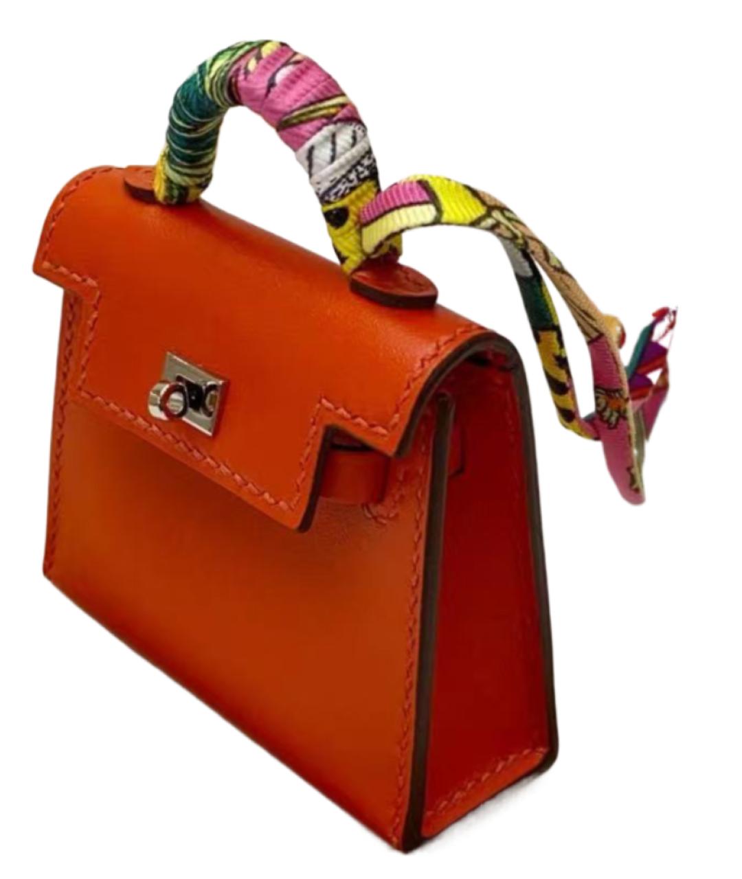 HERMES Оранжевая кожаная сумка через плечо, фото 7