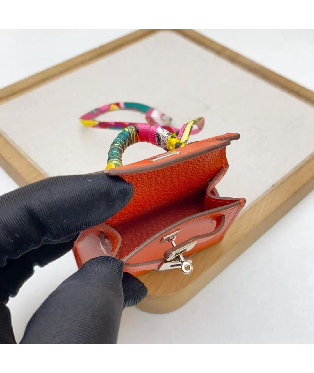 HERMES Оранжевая кожаная сумка через плечо, фото 6