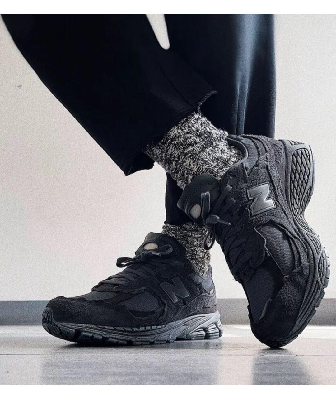 NEW BALANCE Антрацитовые замшевые низкие кроссовки / кеды, фото 3