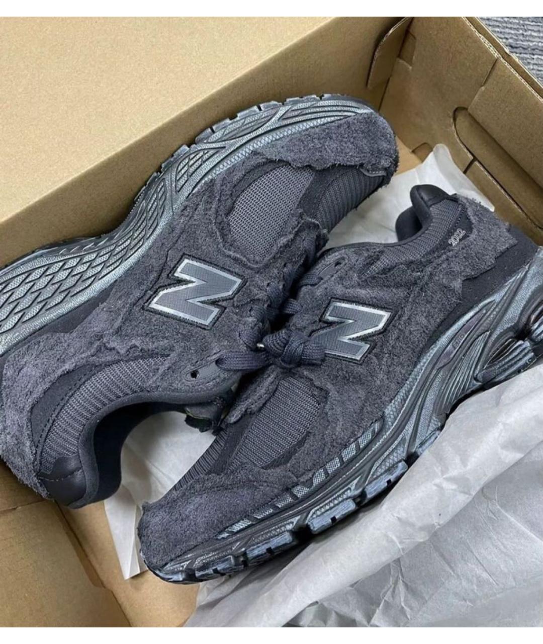 NEW BALANCE Антрацитовые замшевые низкие кроссовки / кеды, фото 2