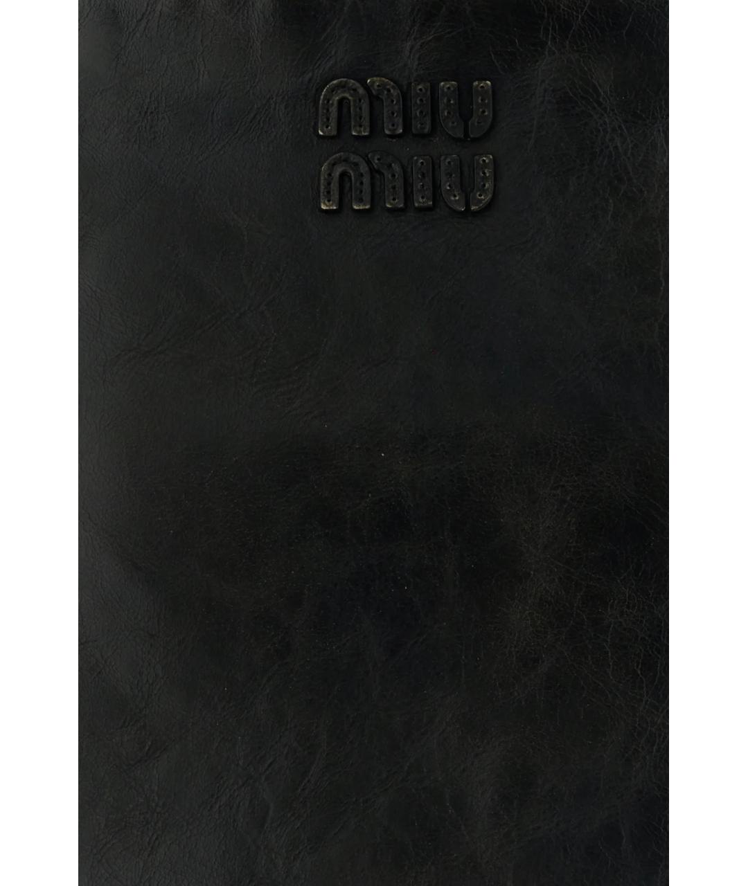 MIU MIU Черная кожаная юбка мини, фото 5