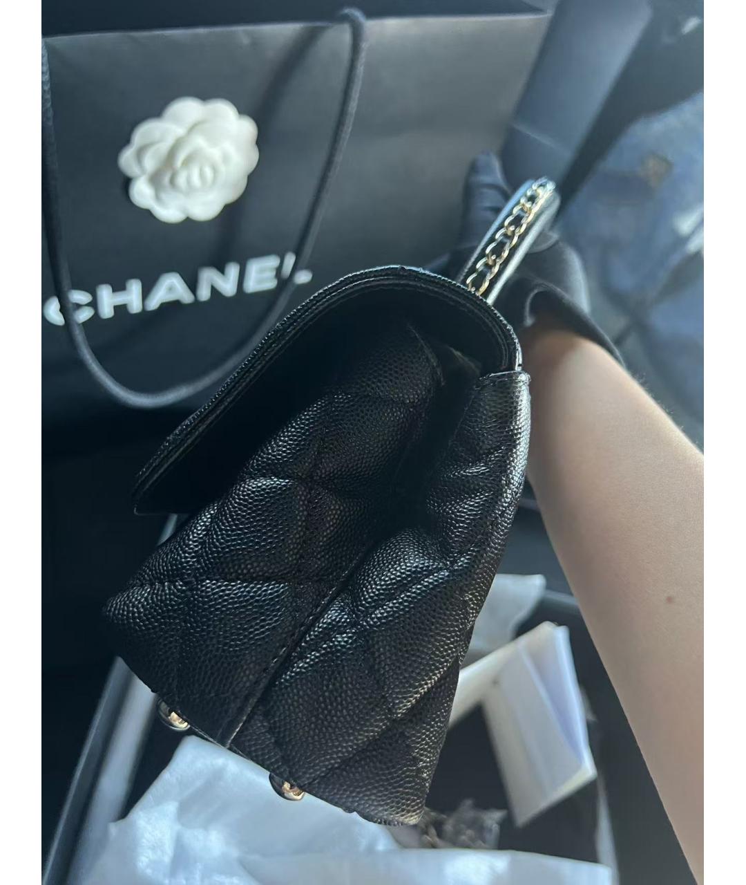 CHANEL Черная кожаная сумка через плечо, фото 5