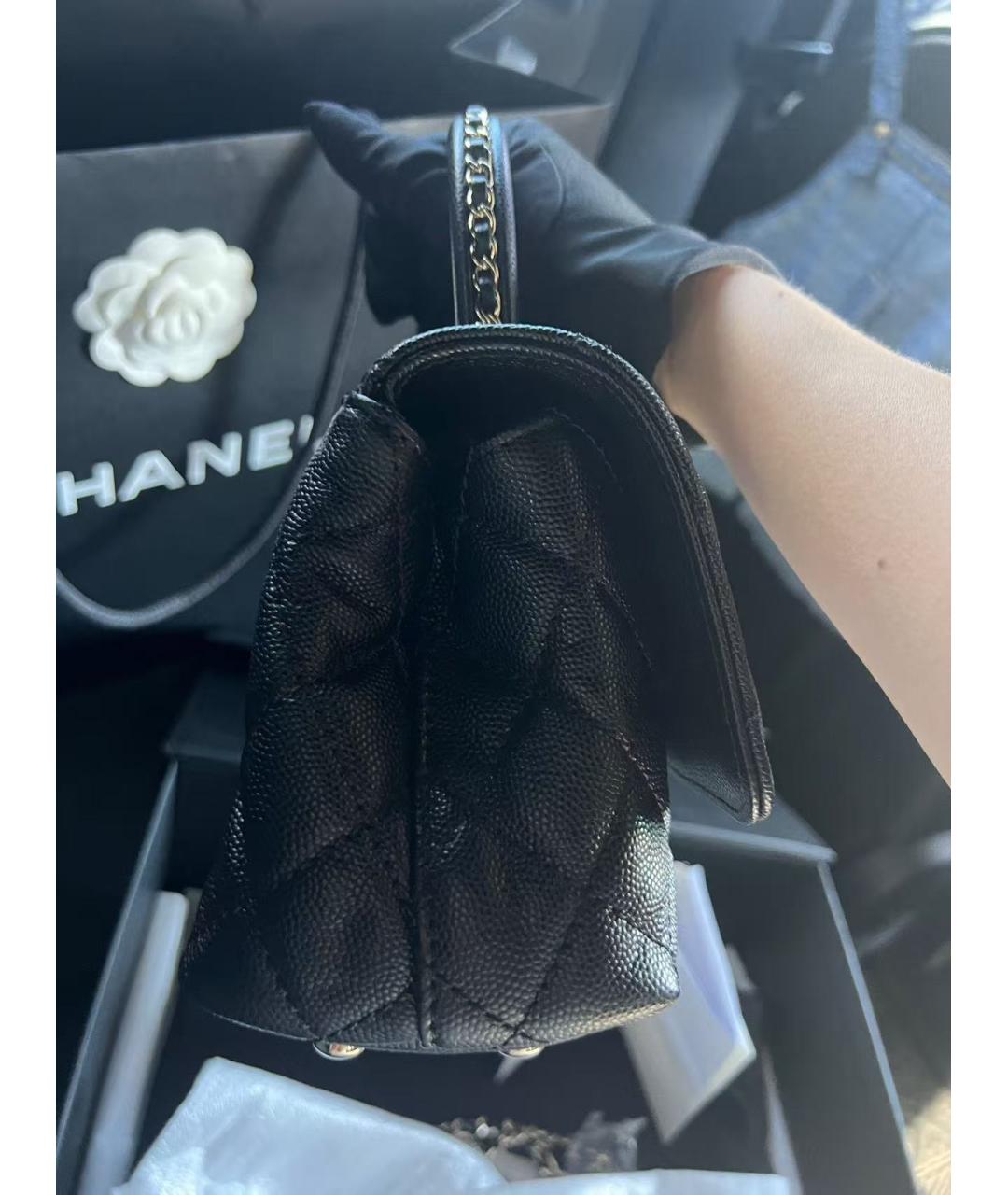 CHANEL Черная кожаная сумка через плечо, фото 7