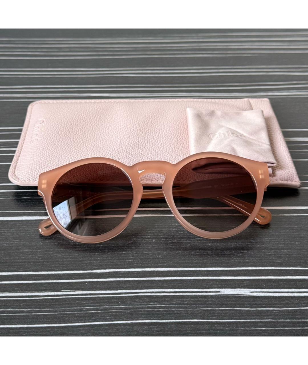 CHLOE Бежевые пластиковые солнцезащитные очки, фото 4