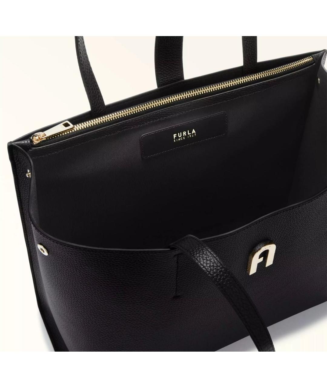 FURLA Черная кожаная сумка тоут, фото 3