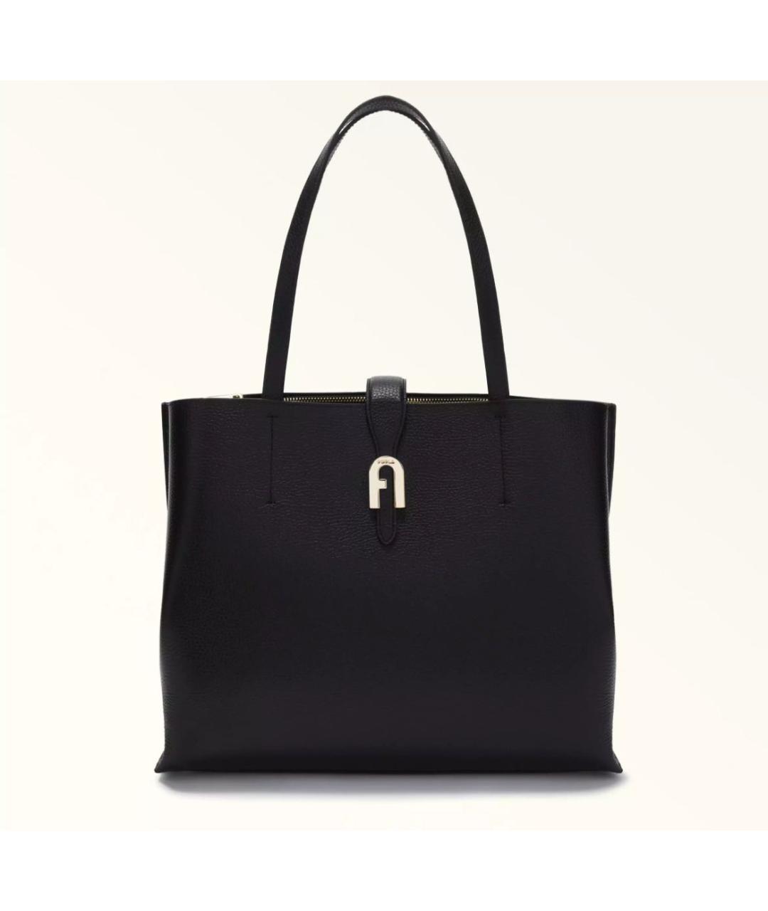 FURLA Черная кожаная сумка тоут, фото 7