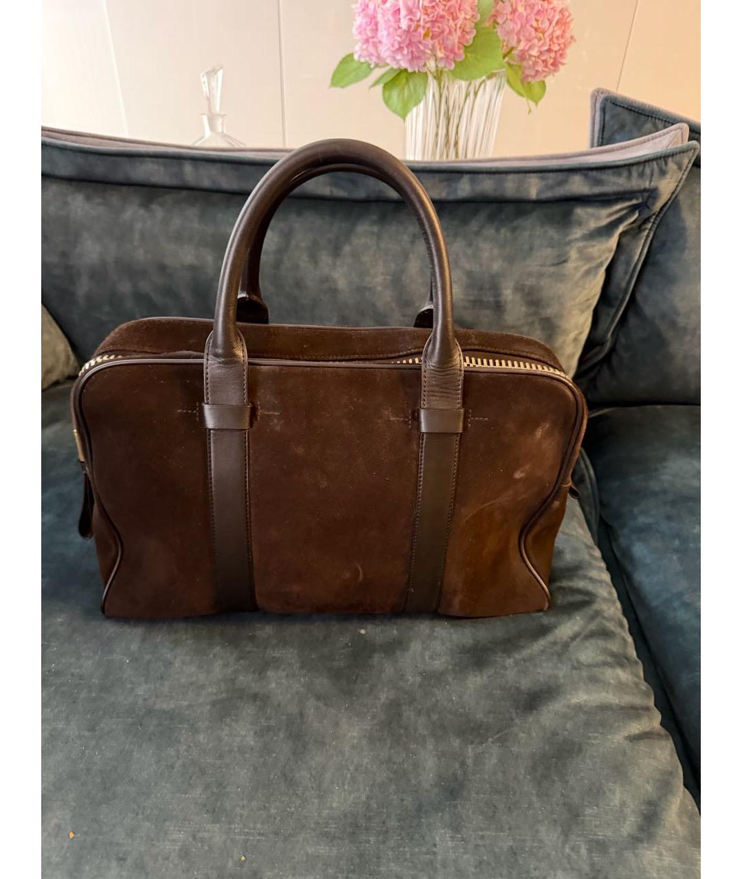 TOM FORD Коричневый замшевый портфель, фото 5