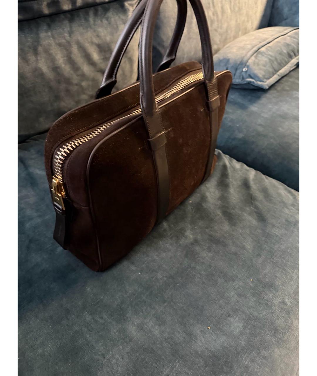 TOM FORD Коричневый замшевый портфель, фото 2