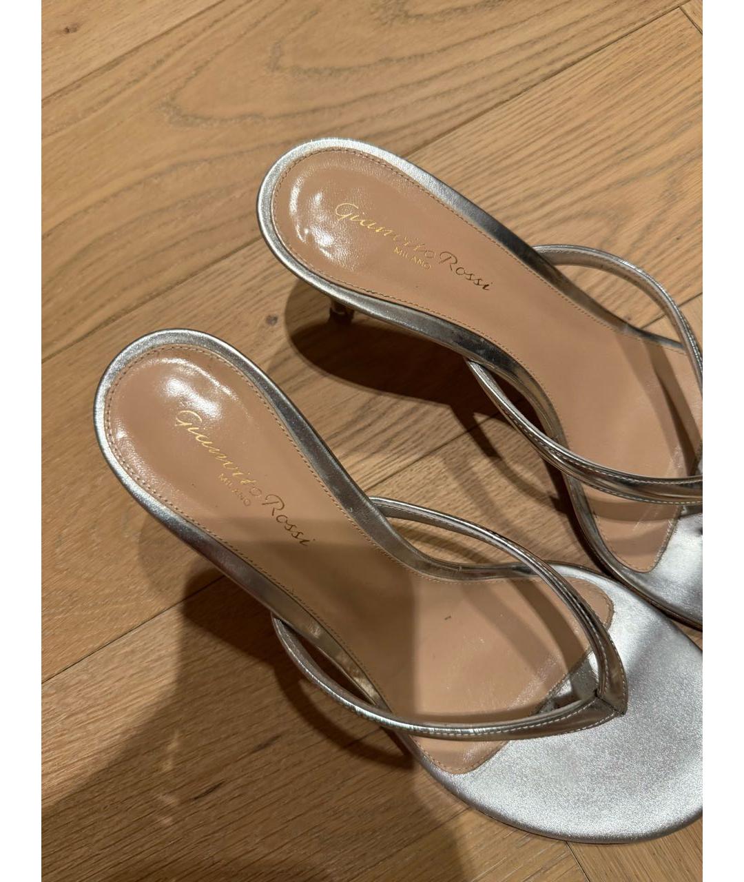 GIANVITO ROSSI Серебряные кожаные мюли, фото 3