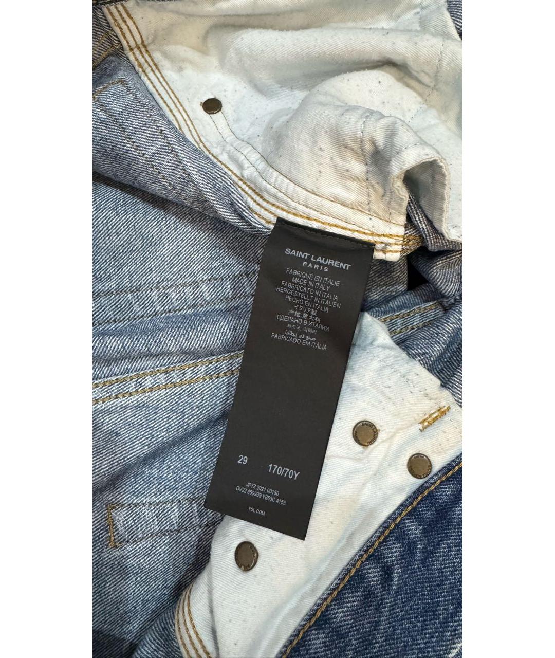 SAINT LAURENT Синие хлопковые прямые джинсы, фото 5