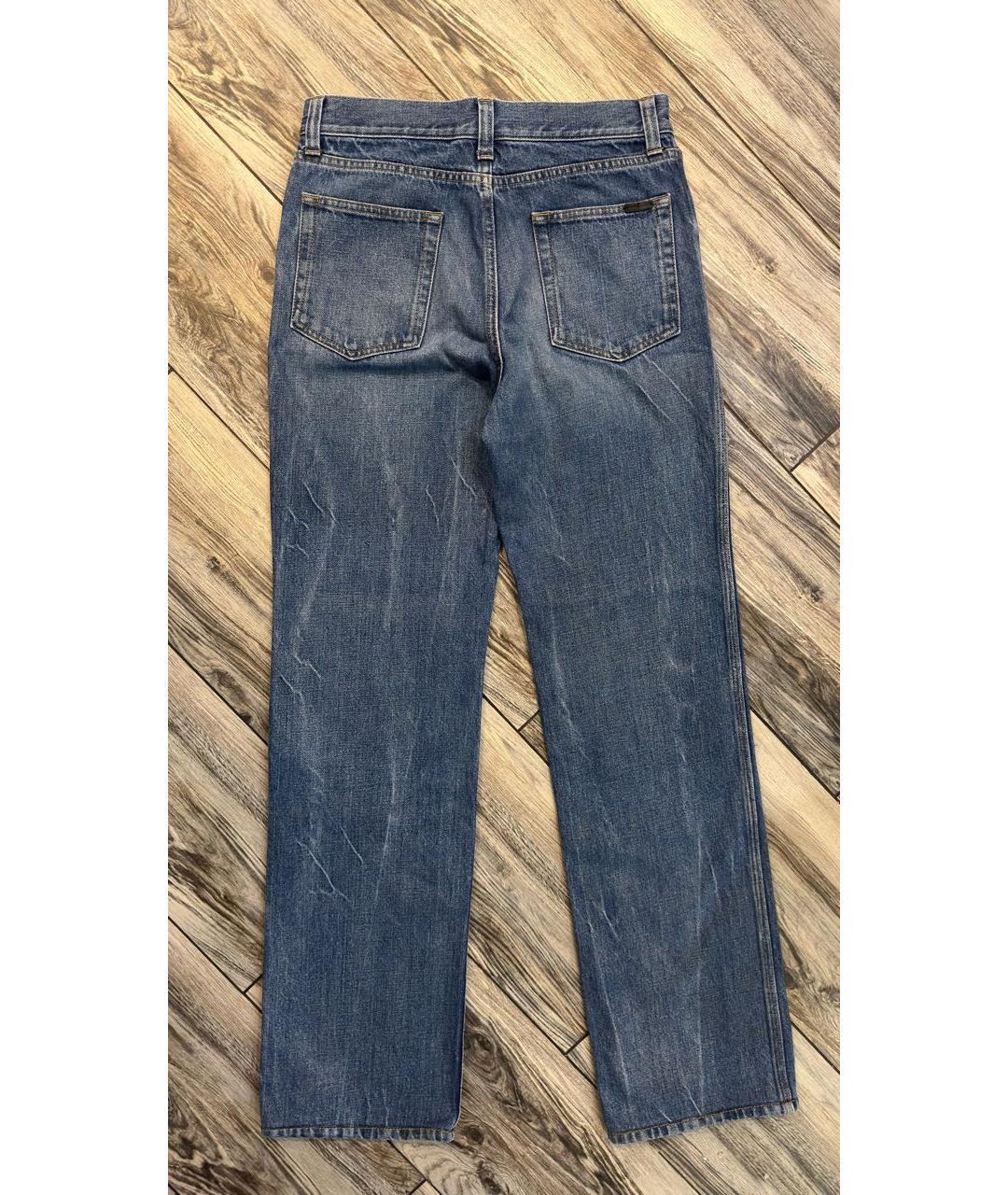 SAINT LAURENT Синие хлопковые прямые джинсы, фото 2