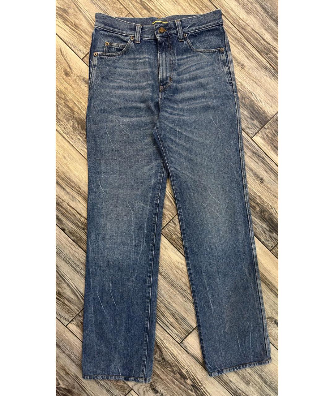 SAINT LAURENT Синие хлопковые прямые джинсы, фото 9