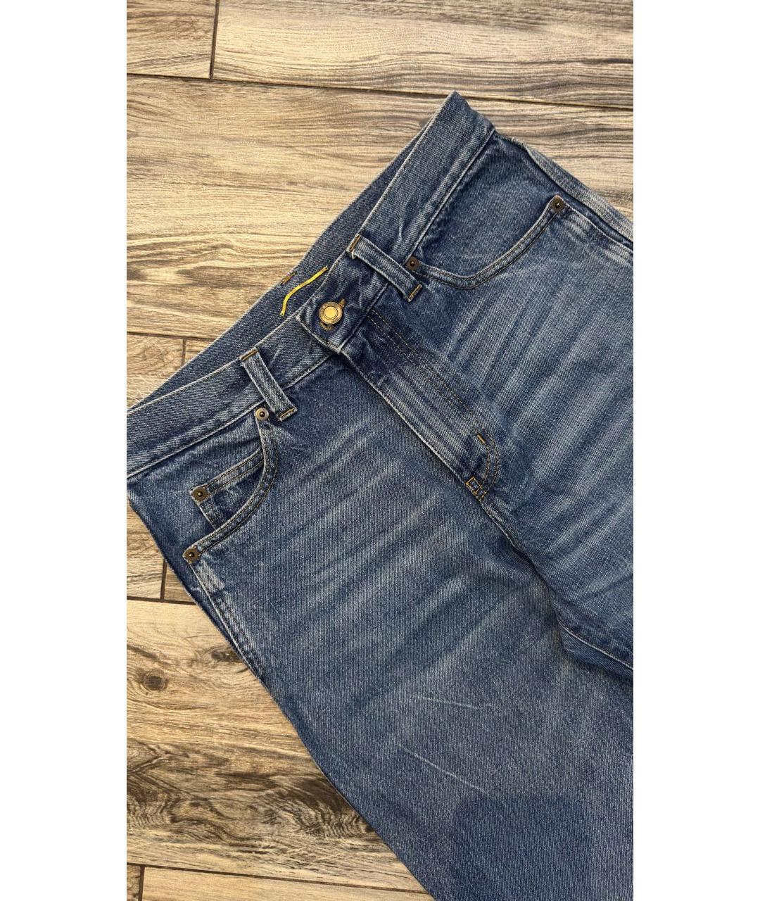 SAINT LAURENT Синие хлопковые прямые джинсы, фото 3