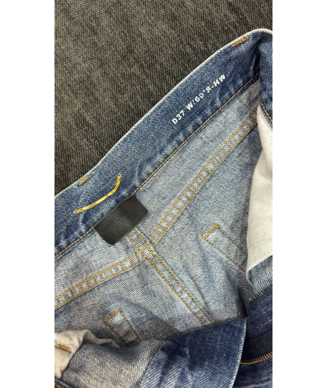 SAINT LAURENT Синие хлопковые прямые джинсы, фото 4