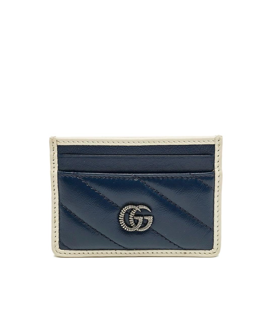 GUCCI Темно-синий кожаный кардхолдер, фото 1