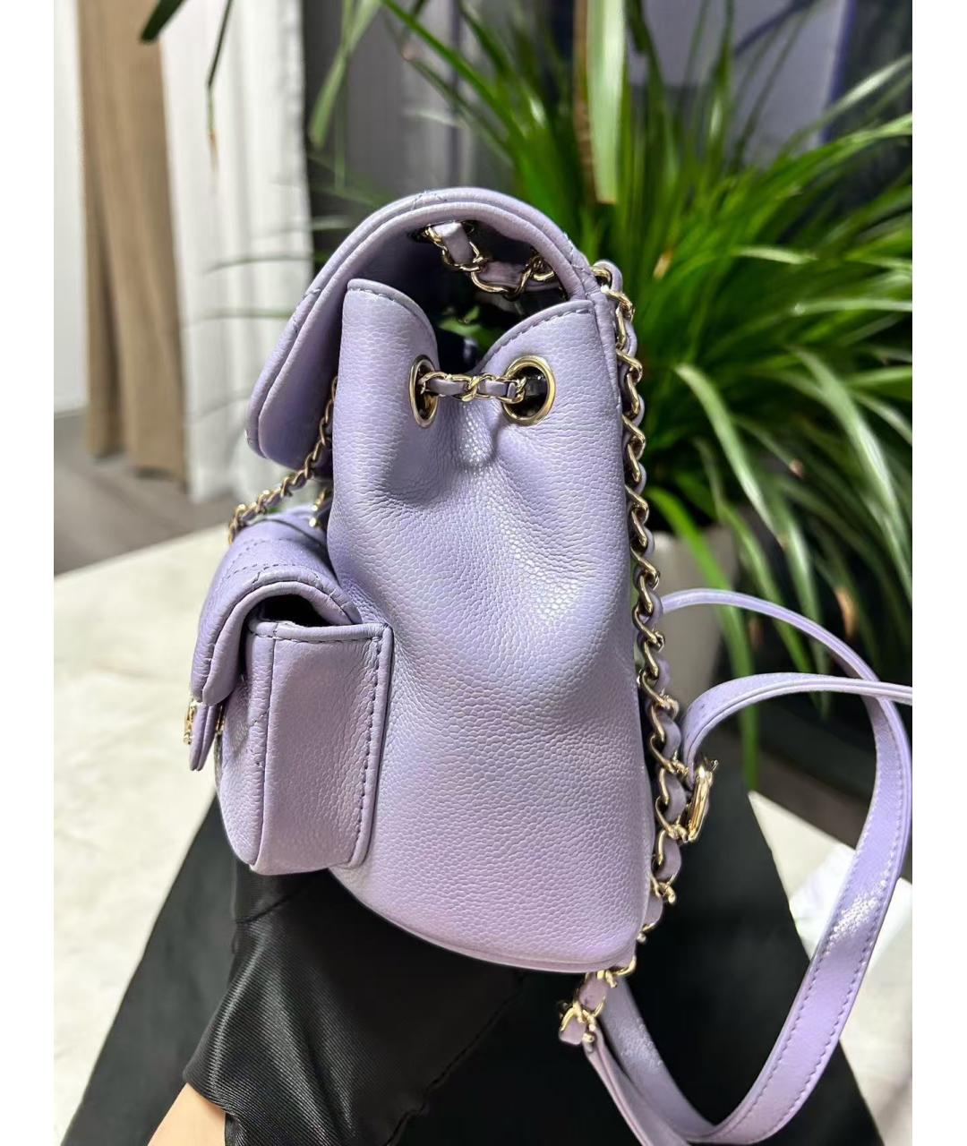 CHANEL Фиолетовый кожаный рюкзак, фото 6