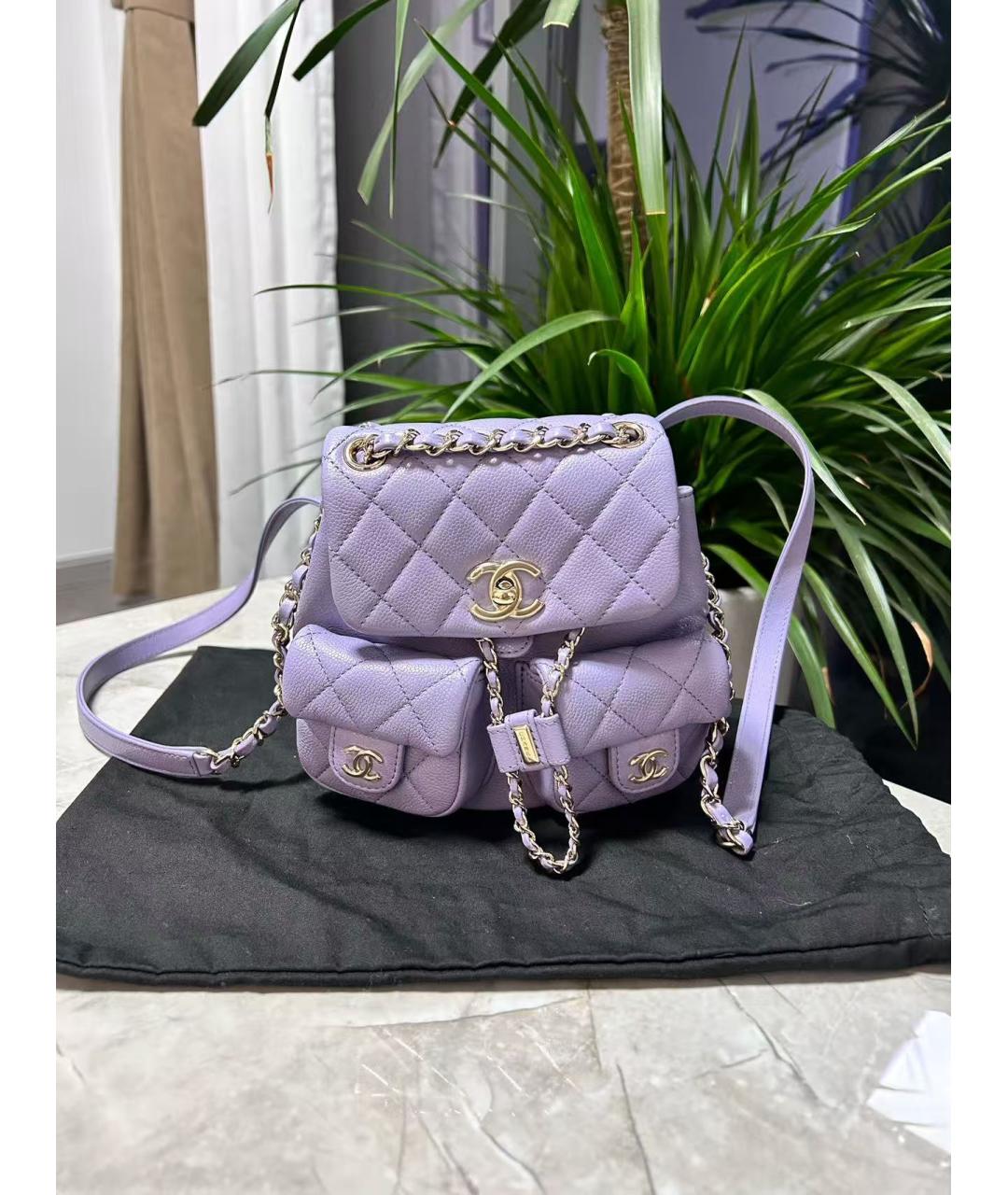 CHANEL Фиолетовый кожаный рюкзак, фото 2