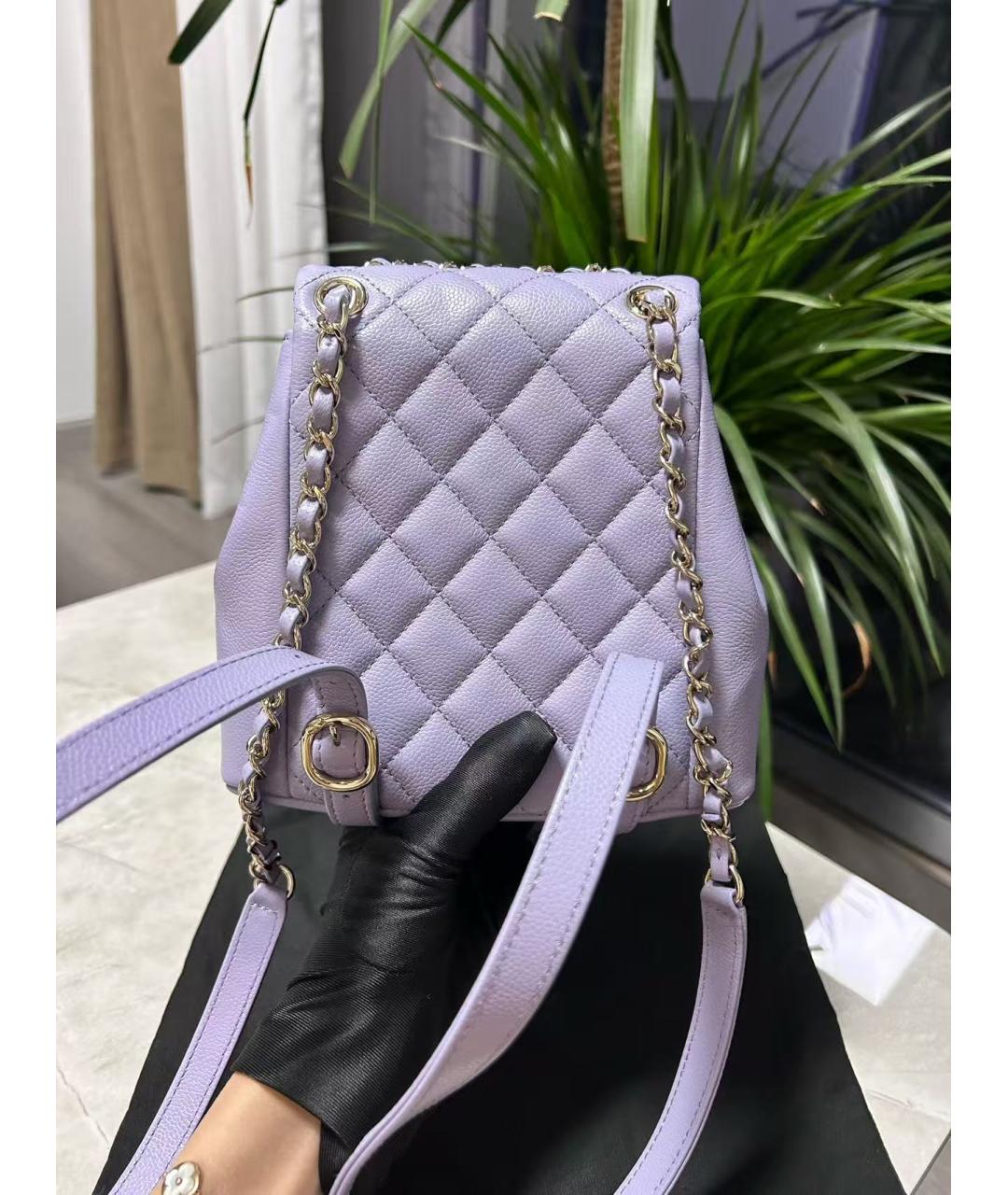 CHANEL Фиолетовый кожаный рюкзак, фото 4