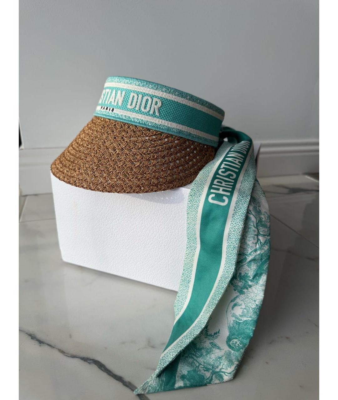 CHRISTIAN DIOR Бирюзовая соломенная кепка, фото 8