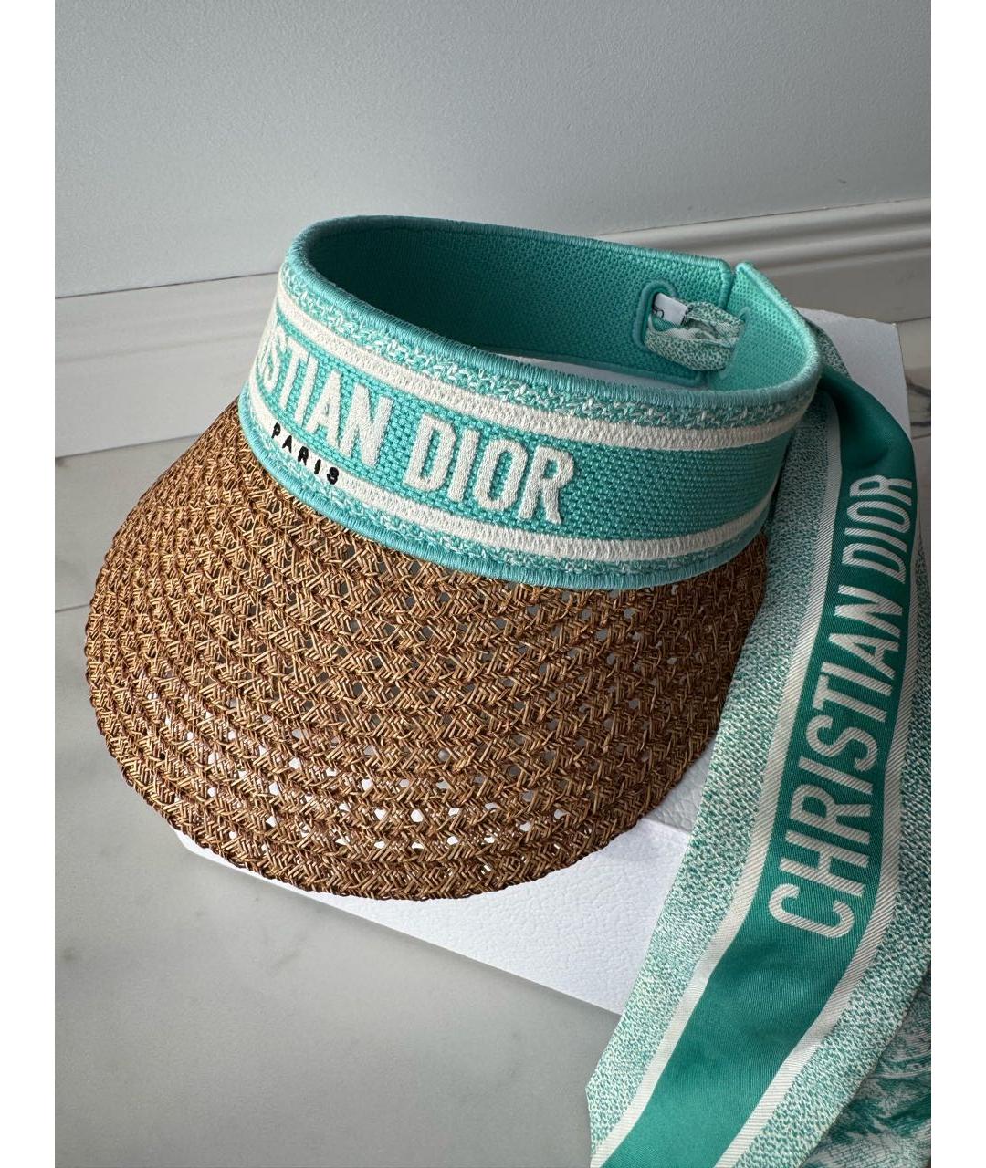CHRISTIAN DIOR Бирюзовая соломенная кепка, фото 6