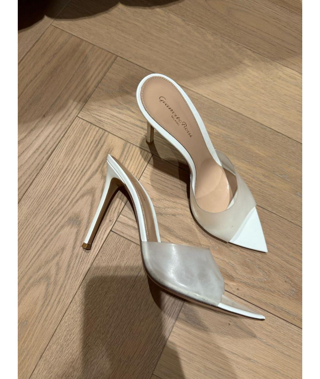 GIANVITO ROSSI Белые кожаные мюли, фото 7