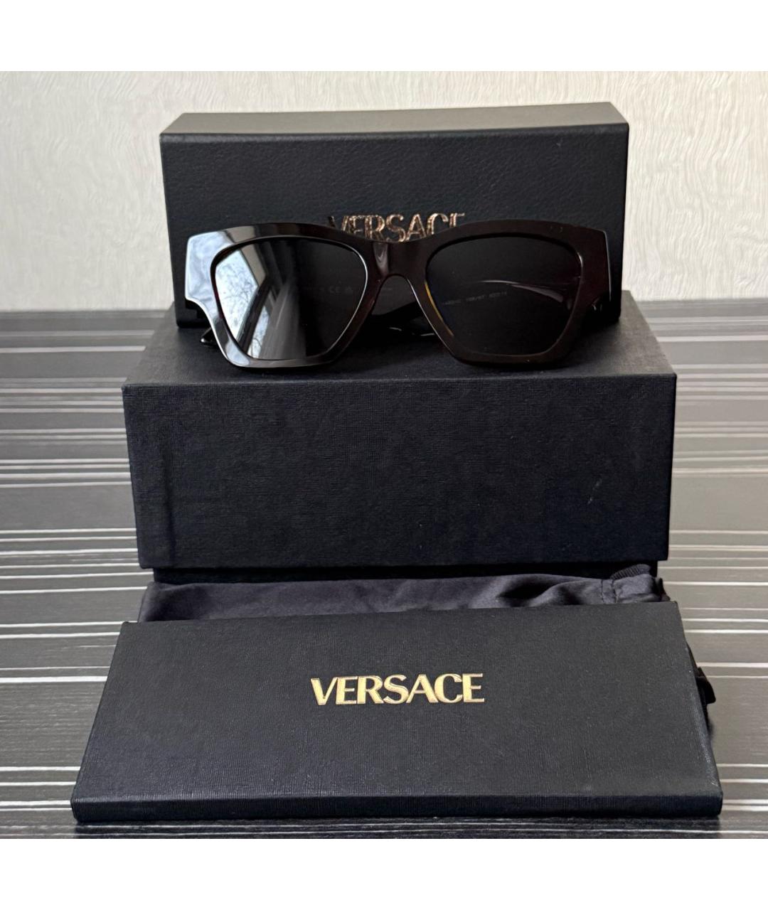 VERSACE Коричневые пластиковые солнцезащитные очки, фото 4