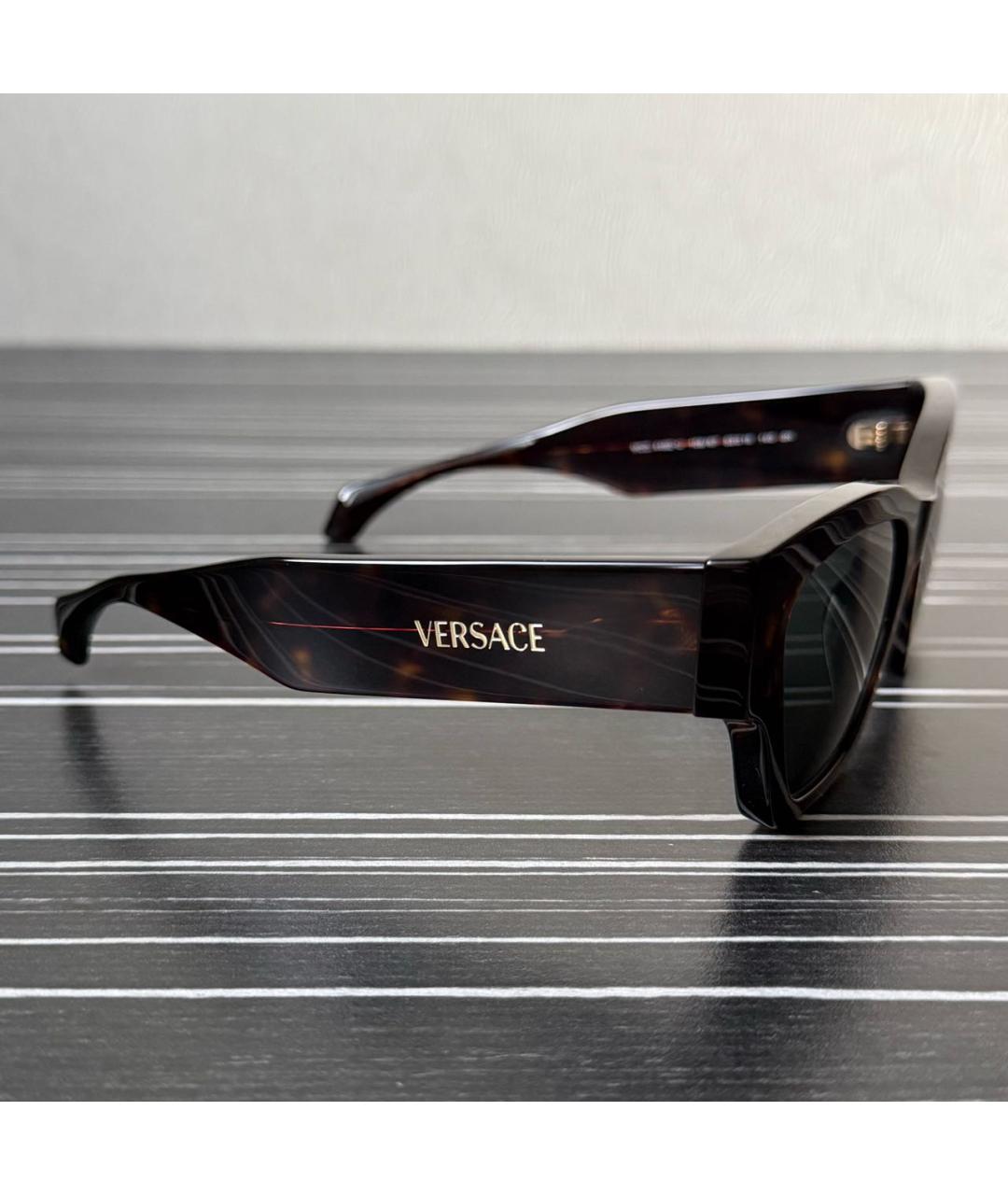VERSACE Коричневые пластиковые солнцезащитные очки, фото 2