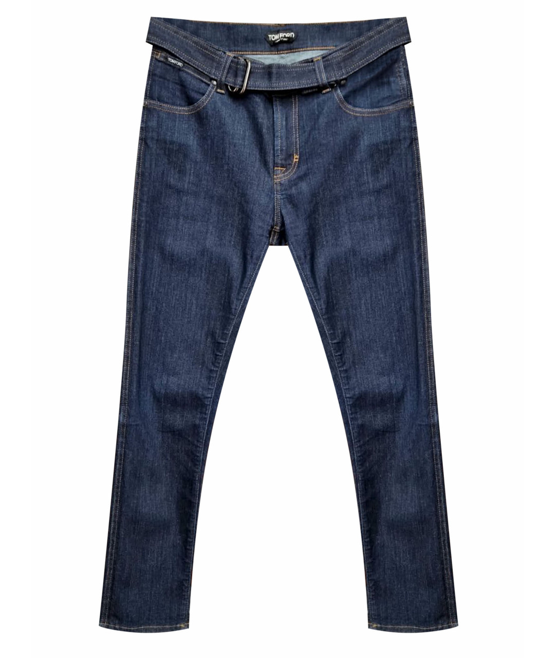 TOM FORD Темно-синие хлопко-полиэстеровые прямые джинсы, фото 1