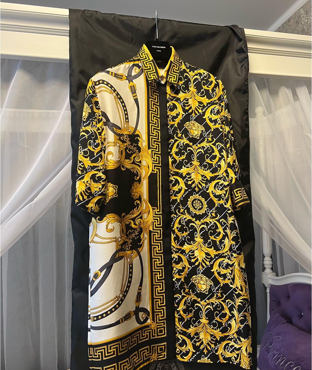 VERSACE Золотое шелковое повседневное платье, фото 9