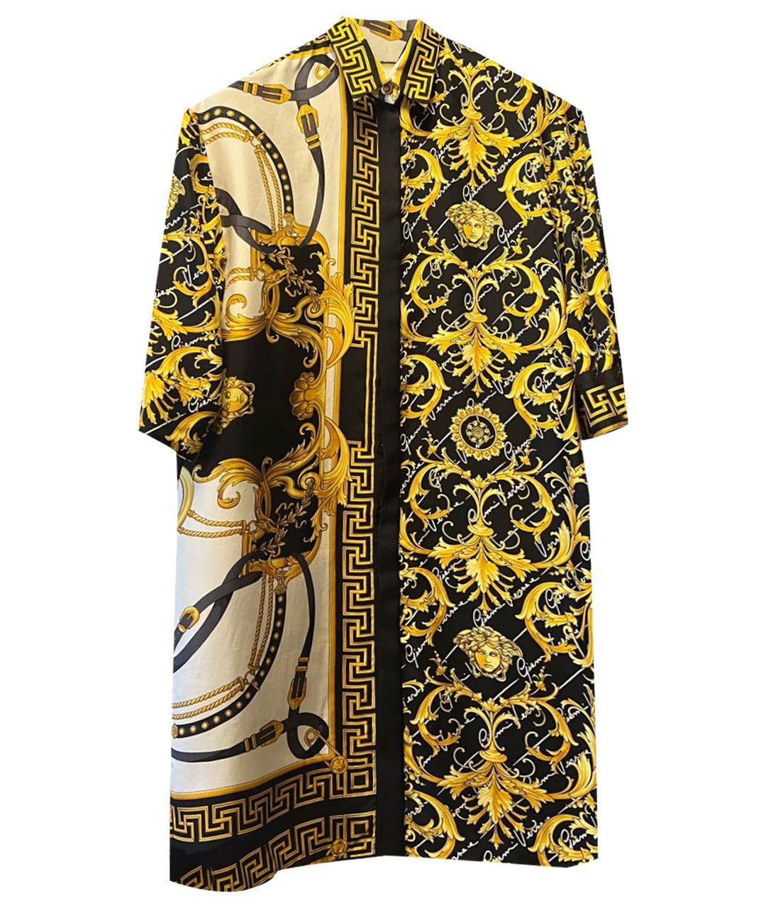 VERSACE Золотое шелковое повседневное платье, фото 1