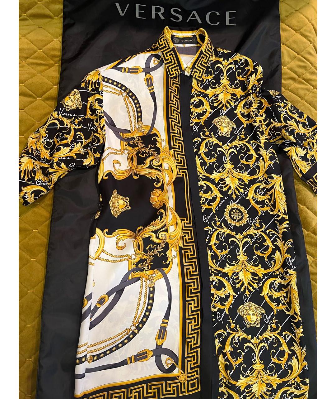 VERSACE Золотое шелковое повседневное платье, фото 3
