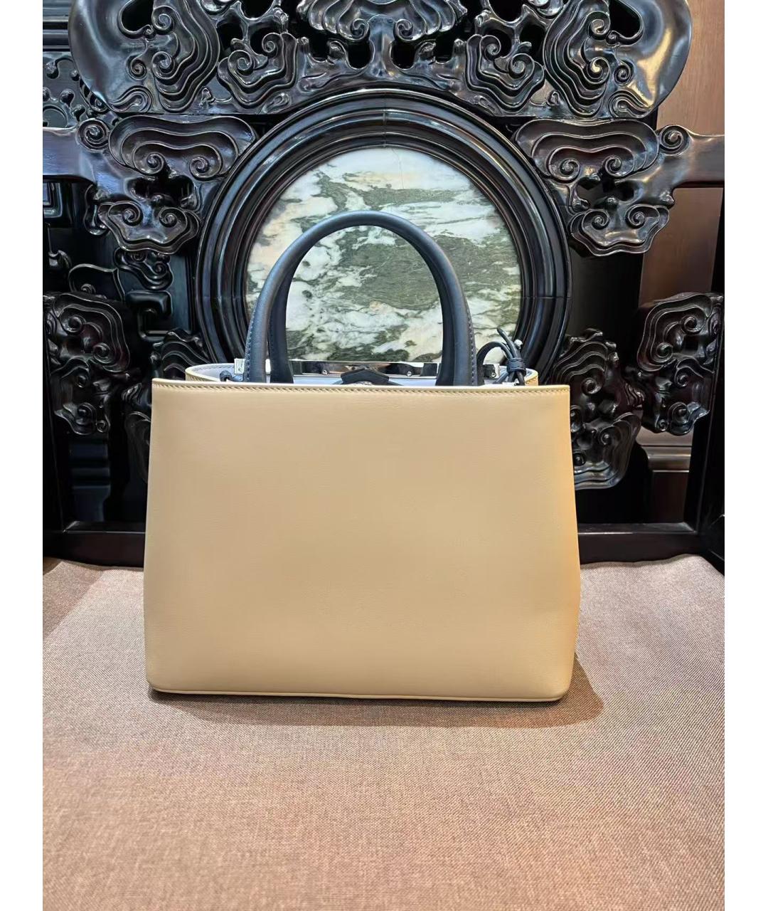 FENDI Бежевая кожаная сумка через плечо, фото 3
