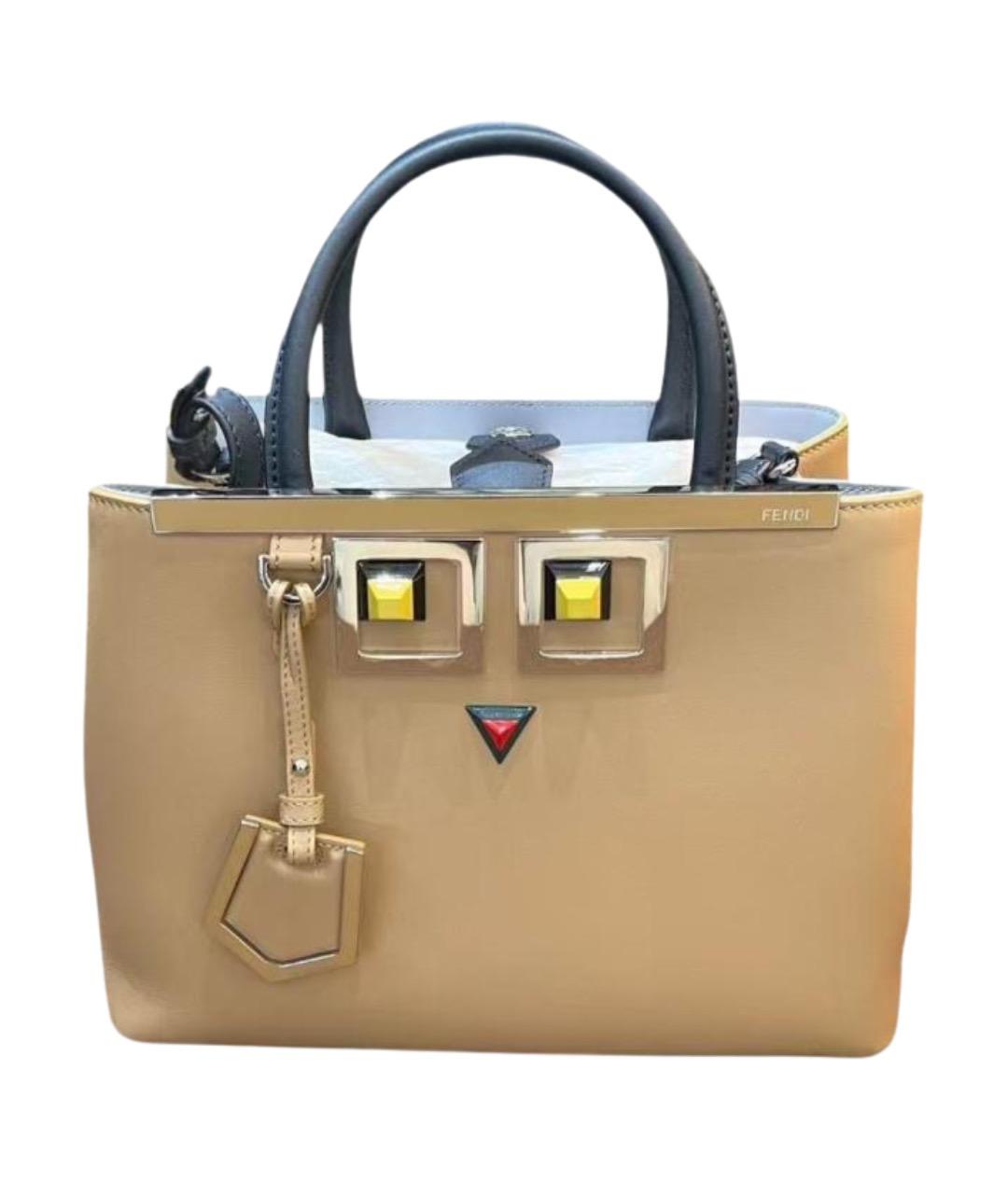 FENDI Бежевая кожаная сумка через плечо, фото 1