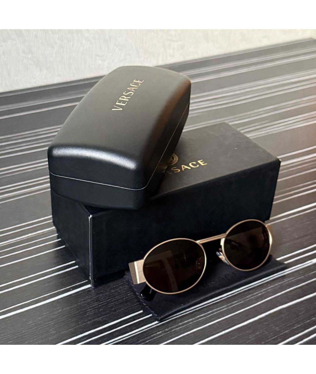 VERSACE Золотые металлические солнцезащитные очки, фото 6