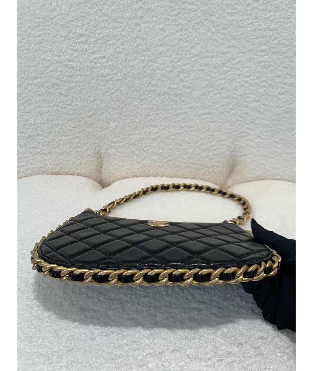 CHANEL Черная кожаная сумка через плечо, фото 6