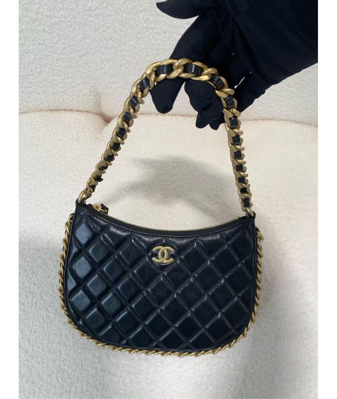 CHANEL Черная кожаная сумка через плечо, фото 9