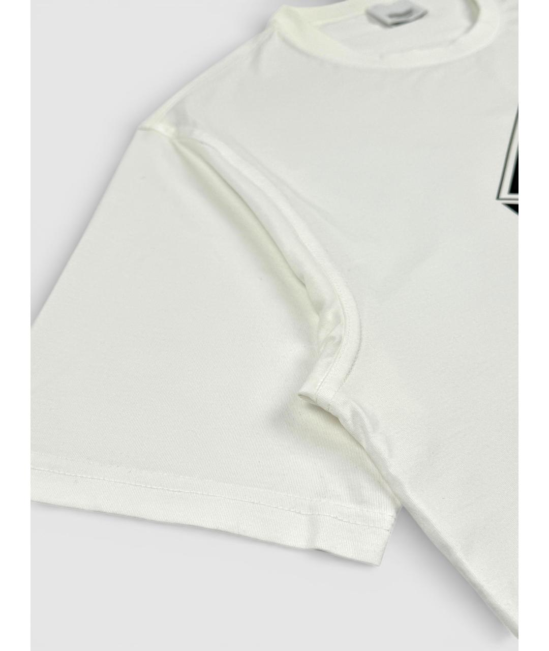 BURBERRY Белая хлопко-эластановая футболка, фото 4