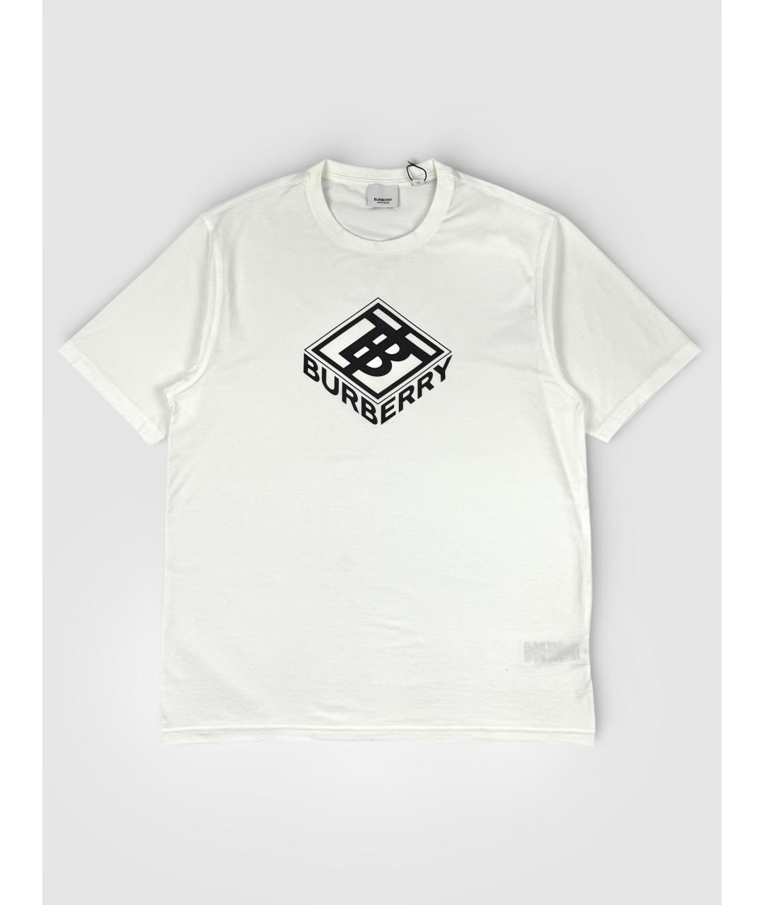 BURBERRY Белая хлопко-эластановая футболка, фото 6