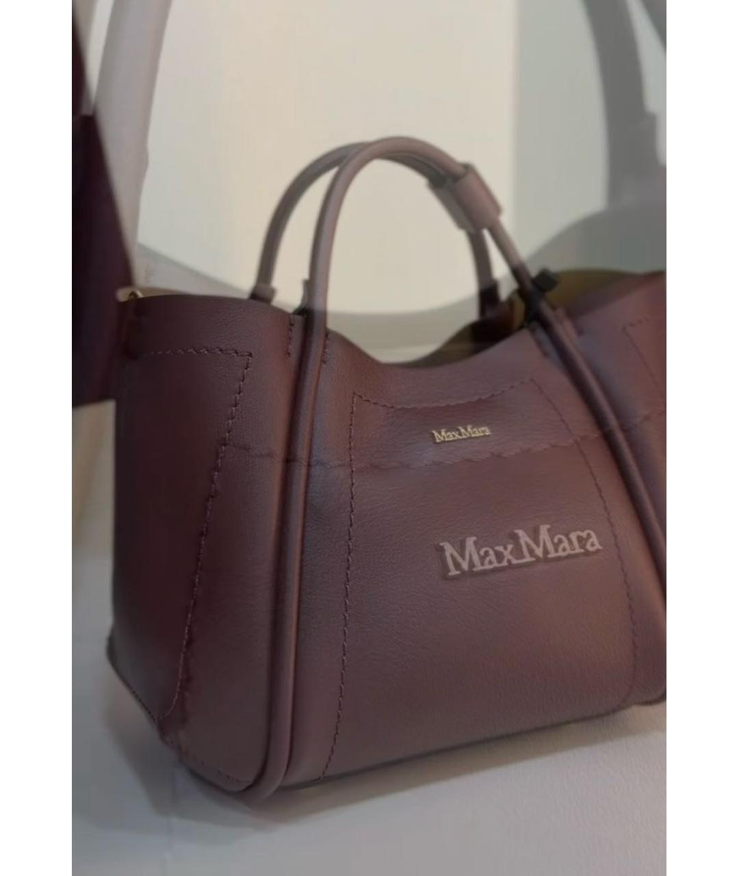 MAX MARA Бордовая кожаная сумка тоут, фото 6