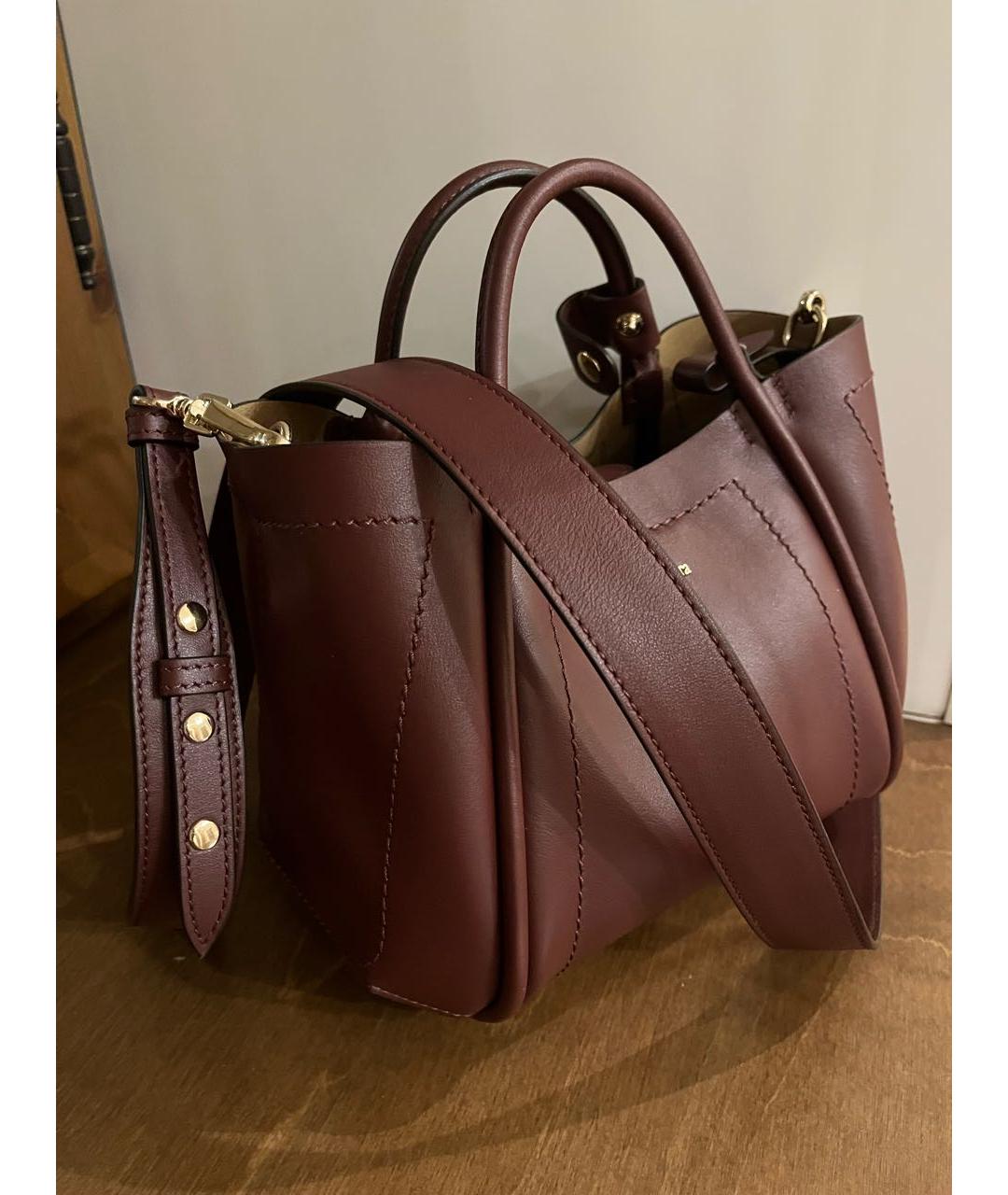 MAX MARA Бордовая кожаная сумка тоут, фото 7