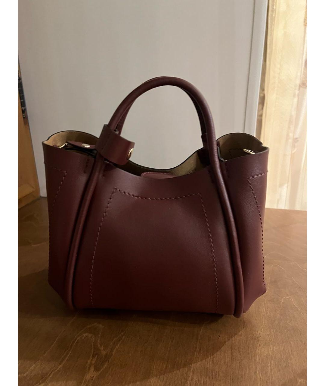 MAX MARA Бордовая кожаная сумка тоут, фото 4