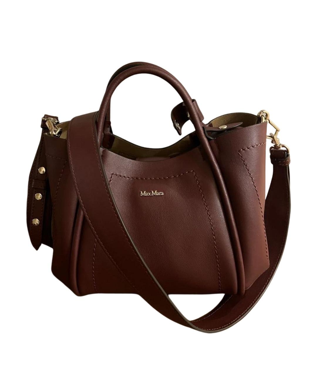 MAX MARA Бордовая кожаная сумка тоут, фото 1