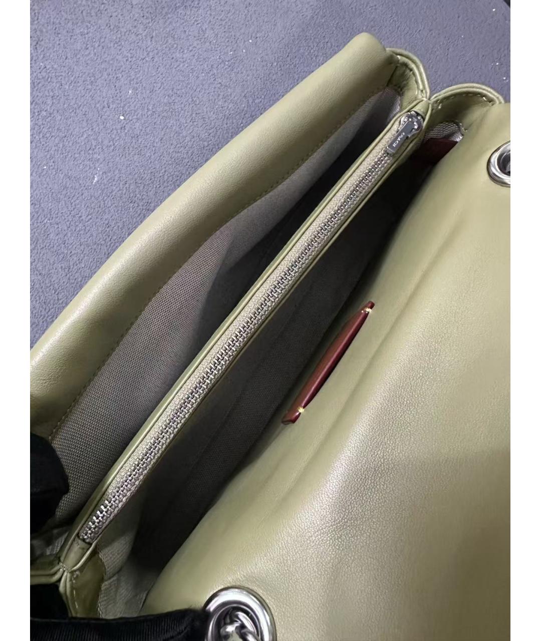 COACH Салатовая кожаная сумка через плечо, фото 7